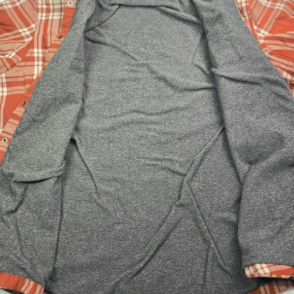 Duluth Trading Jacket Men 2XL Orange Plaid Lined Flannel Barn Chore Shacket Work - Picture 6 of 7